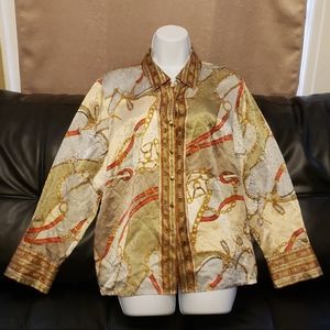 100% Silk Talbots multicolored women silk blouse